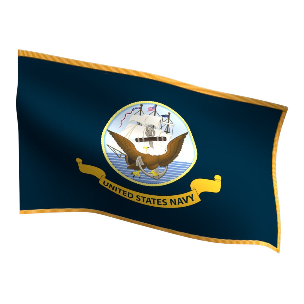 Navy Indoor Flag with Pole Hem and Fringe
