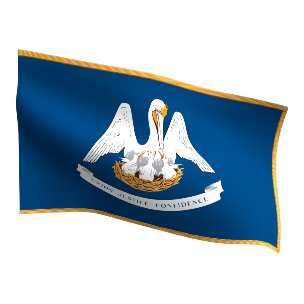 Louisiana Indoor Flag with Pole Hem & Fringe