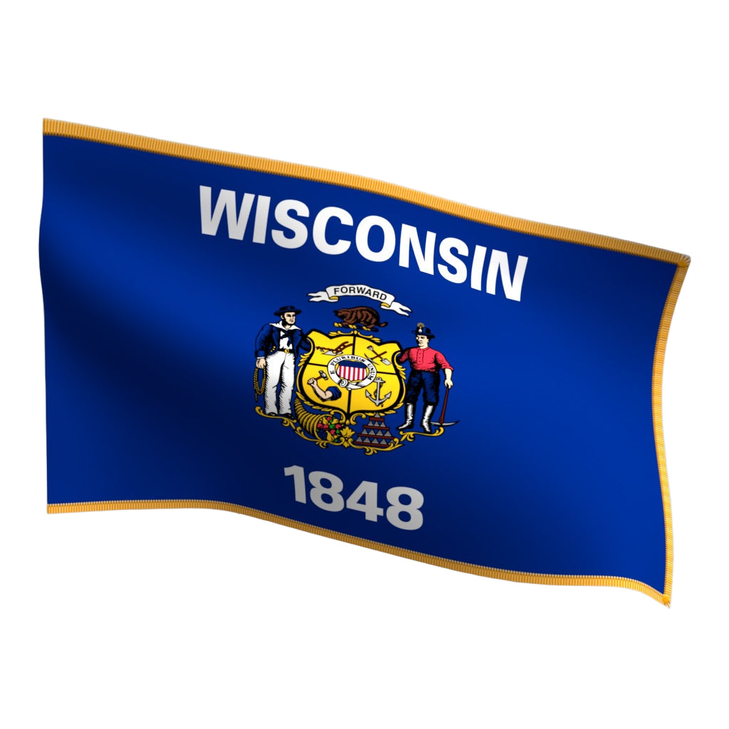 Wisconsin Indoor Flag with Pole Hem & Fringe