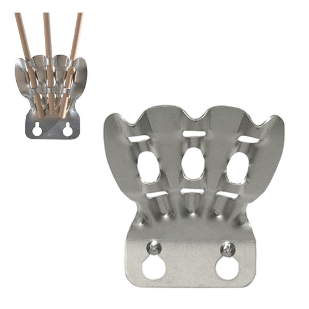 Single three-finger classroom flag bracket for chalkboard or whiteboard rail