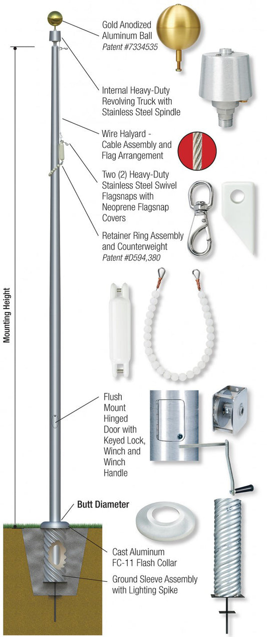 Xtreme Revolving Series - Internal Halyard Flagpole