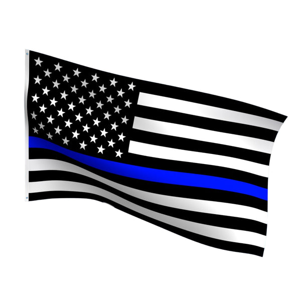 American Flag with thin blue line for police officers