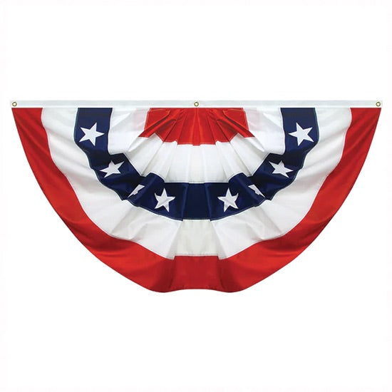 American Flag Fan Drapes – Pleated Bunting with Stars or Plain