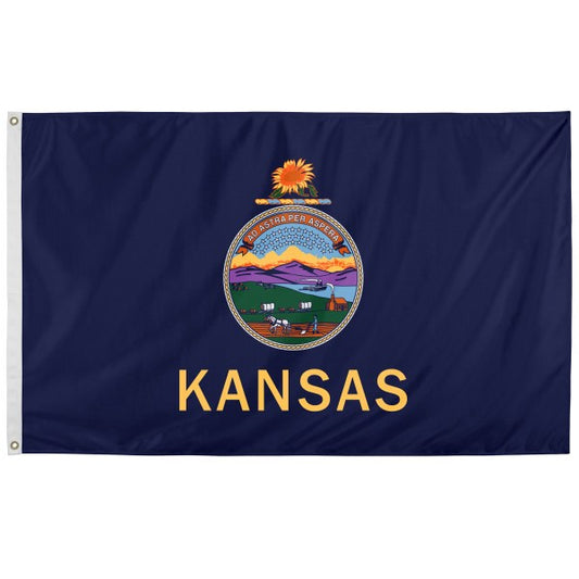 American Flag + Kansas Polyester Flag Bundle