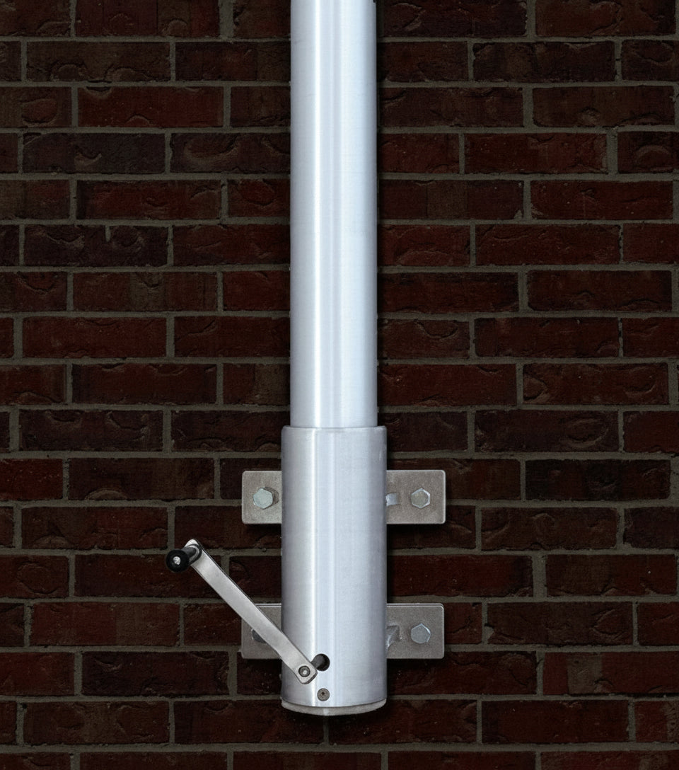 Vertical Wall Flagpole with Internal Halyard Winch Mount