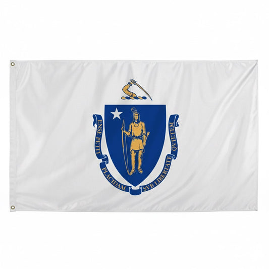 Massachusetts state flag on a white background