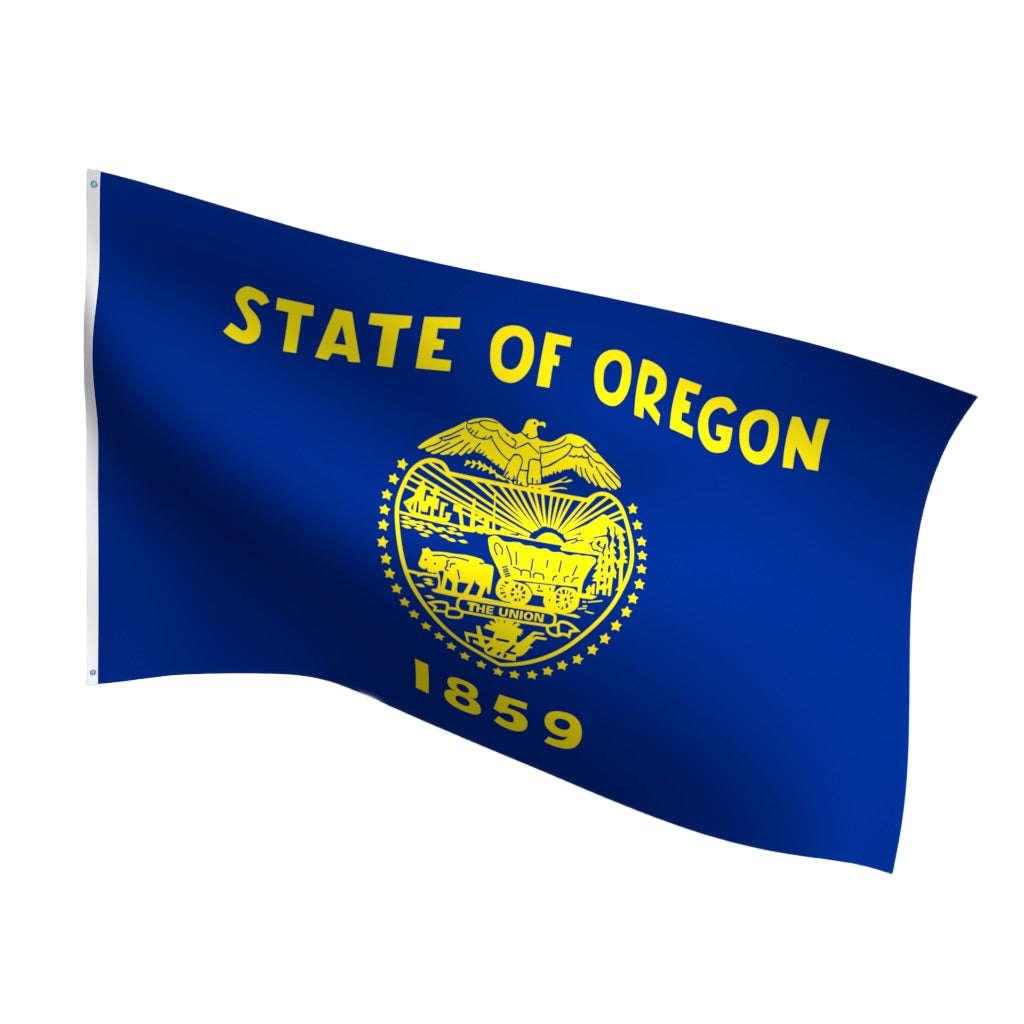 Durable outdoor nylon Oregon state flag with reinforced stitching and brass grommets