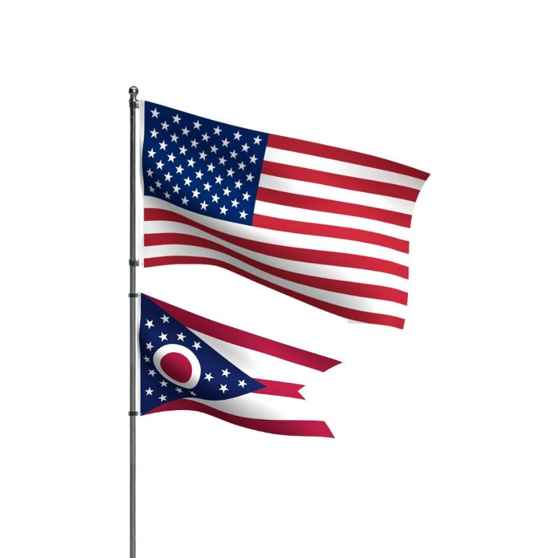 American Flag + Ohio Polyester Flag Bundle