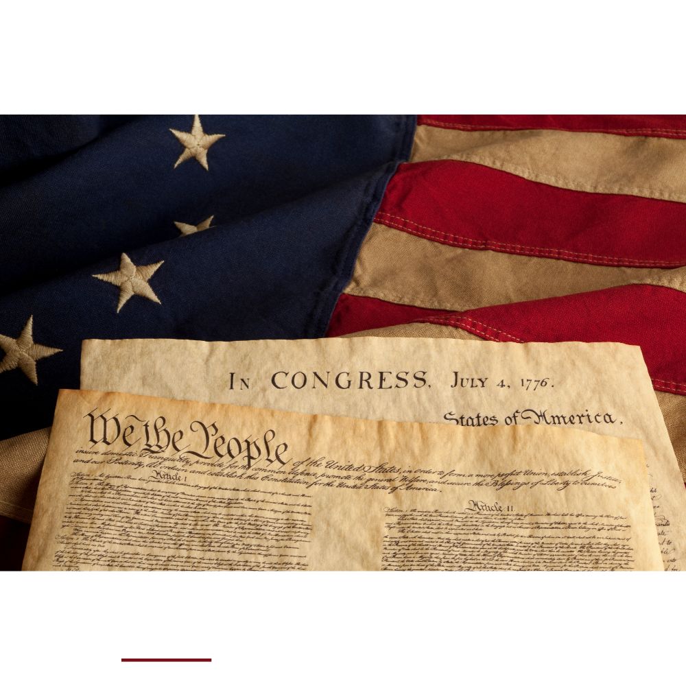 the constitution laying on the star spangled banner