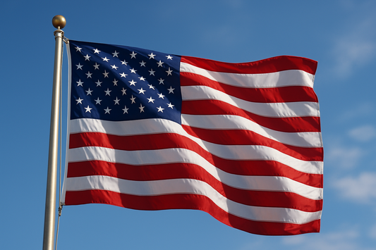 Nylon american flag flying in the wind