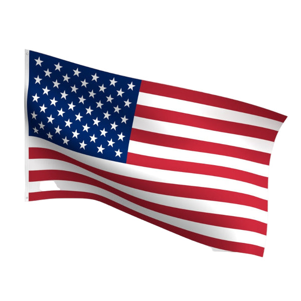 US cotton American flag on a white paneled wall