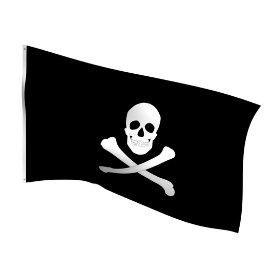 Jolly Roger pirate flag in all-weather nylon for outdoor display