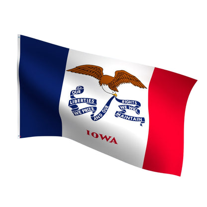 Durable outdoor nylon Iowa state flag with reinforced stitching and brass grommets