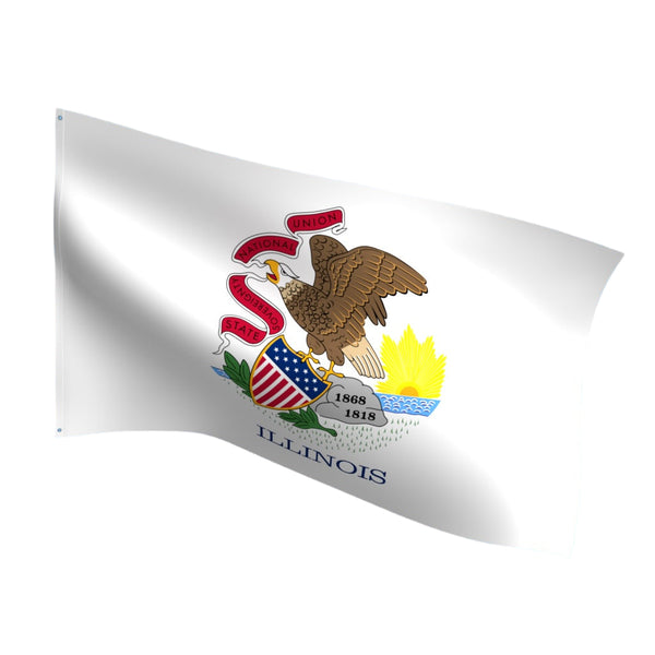 Durable outdoor nylon Illinois state flag with reinforced stitching and brass grommets