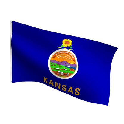 Durable outdoor nylon Kansas state flag with reinforced stitching and brass grommets