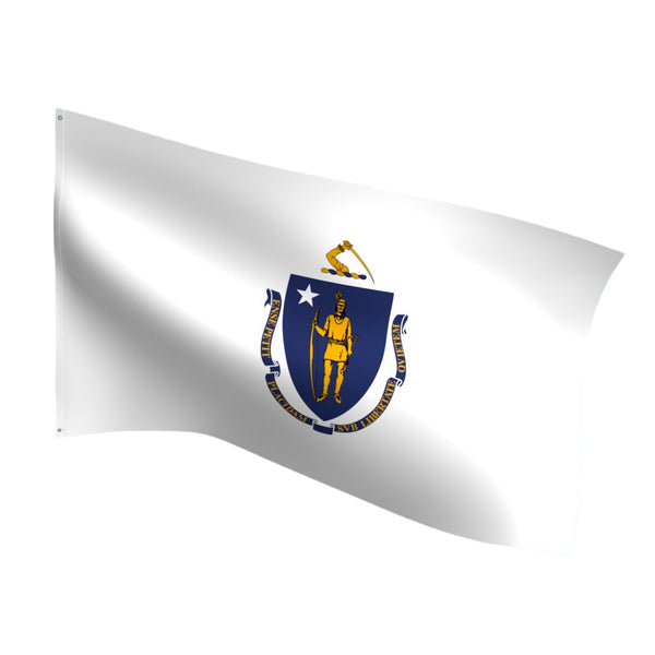 Durable outdoor nylon Massachusetts state flag with reinforced stitching and brass grommets