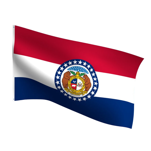 Durable outdoor nylon Missouri state flag with reinforced stitching and brass grommets