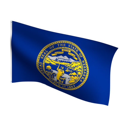 Durable outdoor nylon Nebraska state flag with reinforced stitching and brass grommets