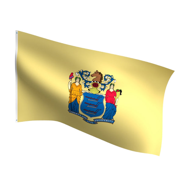 Durable outdoor nylon New Jersey state flag with reinforced stitching and brass grommets