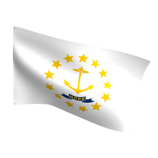 Durable outdoor nylon Rhode Island state flag with reinforced stitching and brass grommets