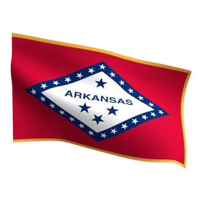 Arkansas Indoor Flag with Pole Hem & Gold Fringe