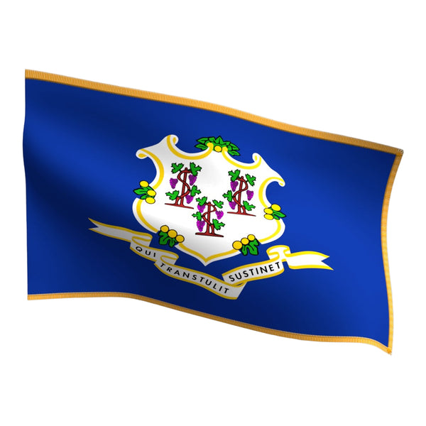 Connecticut Indoor Flag with Pole Hem & Fringe