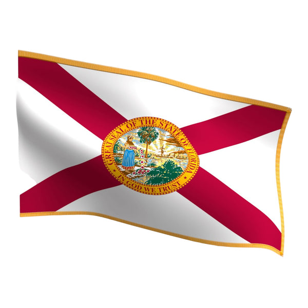 Florida State Flag with pole hem and sleeve fringe