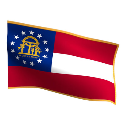 Georgia Indoor Flag with Pole Hem & Gold Fringe