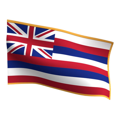 Hawaii Indoor Flag with Pole Hem & Gold Fringe