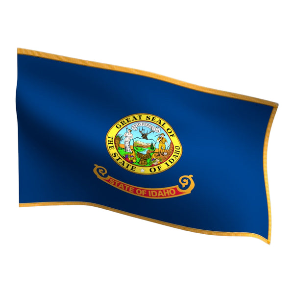 Idaho Indoor Flag with Pole Hem & Gold Fringe