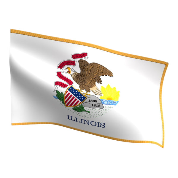 Illinois Indoor Flag with Pole Hem & Gold Fringe