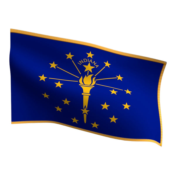 Indiana Indoor Flag with Pole Hem & Gold Fringe