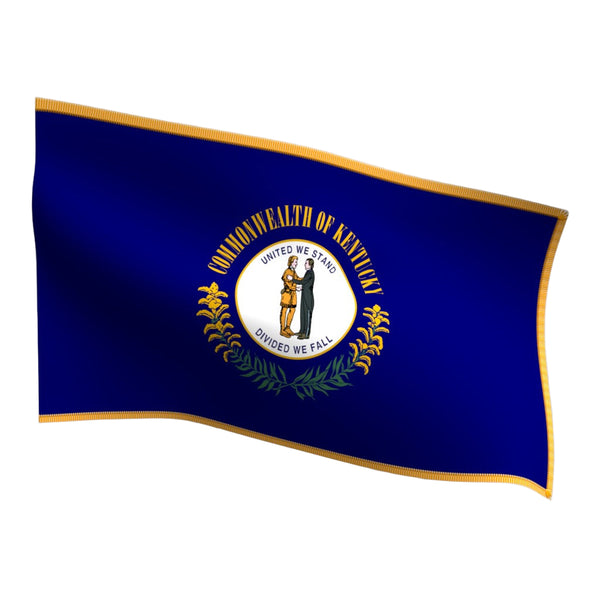 Kentucky Indoor Flag with Pole Hem & Gold Fringe
