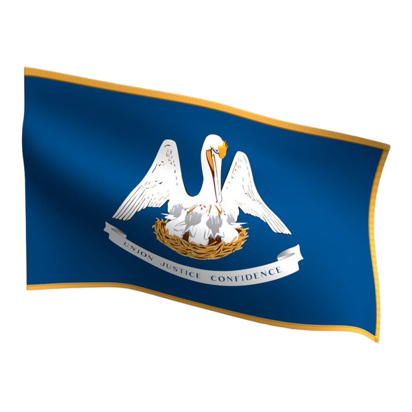 Louisiana Indoor Flag with Pole Hem & Gold Fringe