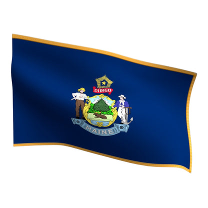 Maine Indoor Flag with Pole Hem & Gold Fringe