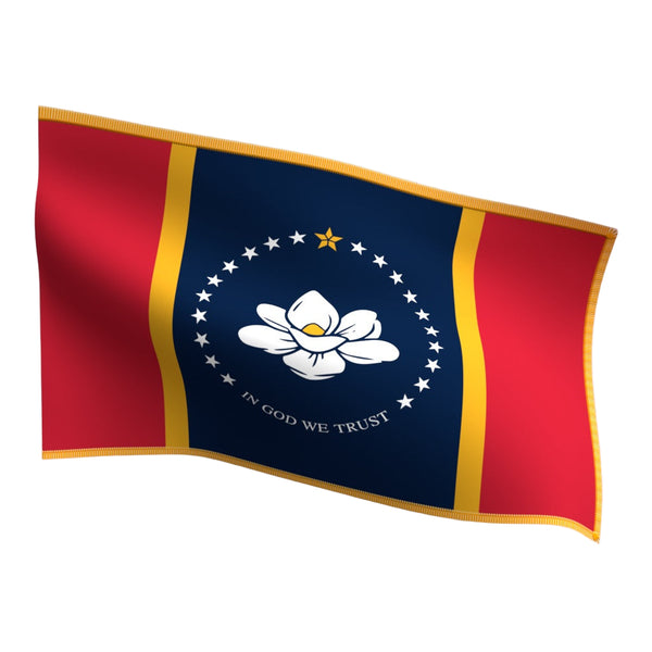 Mississippi Indoor Flag with Pole Hem & Gold Fringe