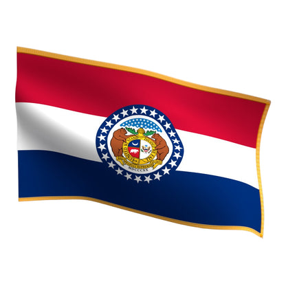 Missouri Indoor Flag with Pole Hem & Gold Fringe