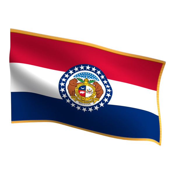 Missouri Indoor Flag with Pole Hem & Gold Fringe