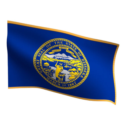 Nebraska Indoor Flag with Pole Hem & Gold Fringe