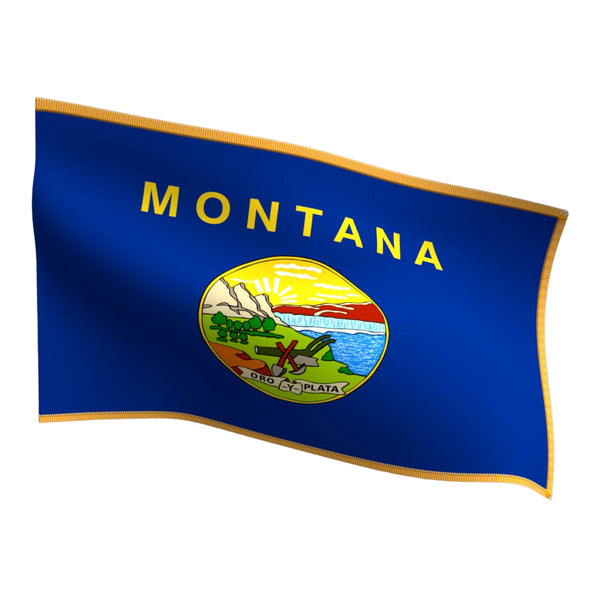 Montana Indoor Flag with Pole Hem & Gold Fringe