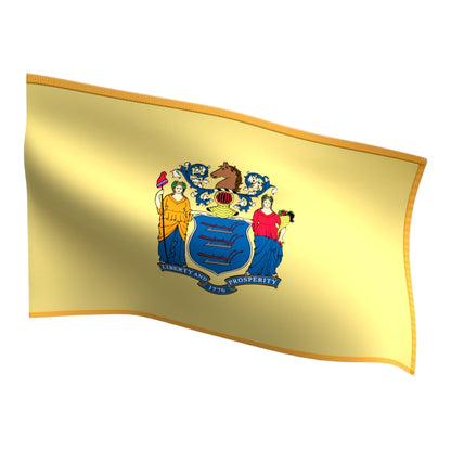 New Jersey Indoor Flag with Pole Hem & Gold Fringe