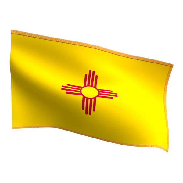 New Mexico Indoor Flag with Pole Hem & Gold Fringe