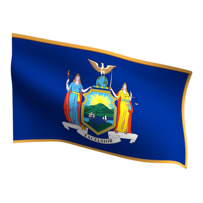New York Indoor Flag with Pole Hem & Gold Fringe