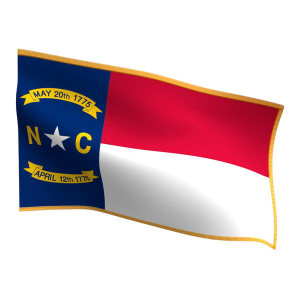 North Carolina Indoor Flag with Pole Hem & Gold Fringe