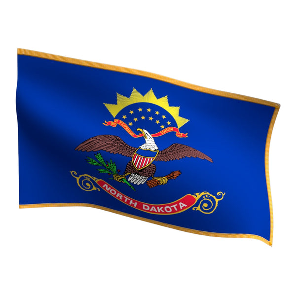 North Dakota Indoor Flag with Pole Hem & Gold Fringe