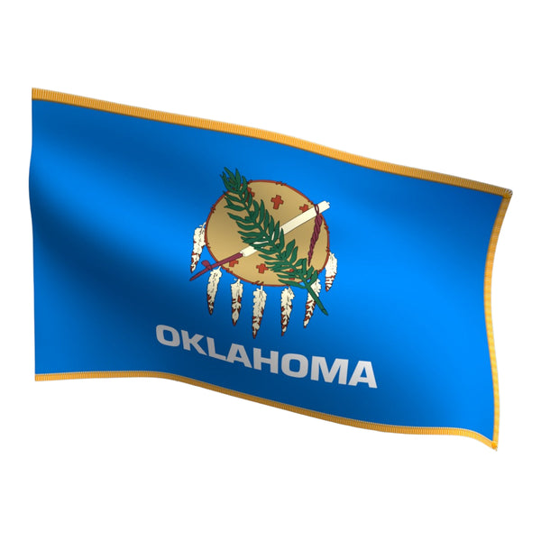 Oklahoma Indoor Flag with Pole Hem & Gold Fringe