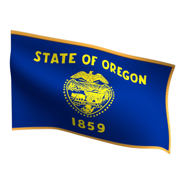 Oregon Indoor Flag with Pole Hem & Gold Fringe