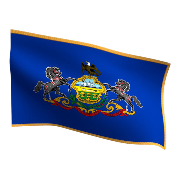 Pennsylvania Indoor Flag with Pole Hem & Gold Fringe