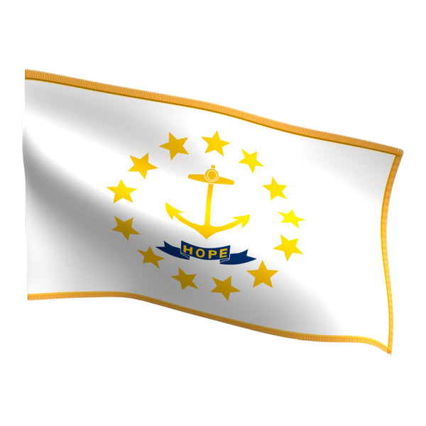 Rhode Island Indoor Flag with Pole Hem & Gold Fringe