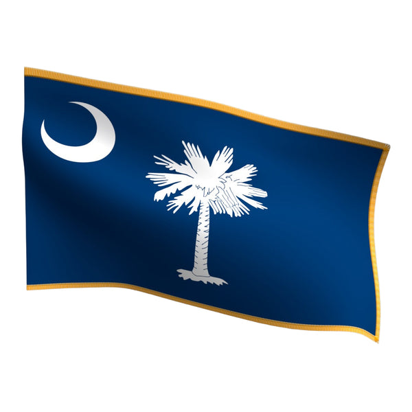 South Carolina Indoor Flag with Pole Hem & Gold Fringe